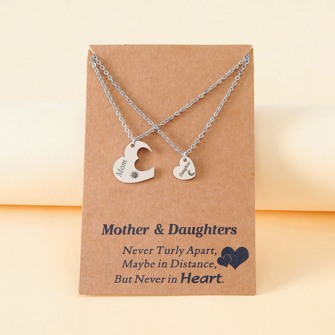 Mother and Daughter Never Truly Apart Heart Necklace Warm Gift