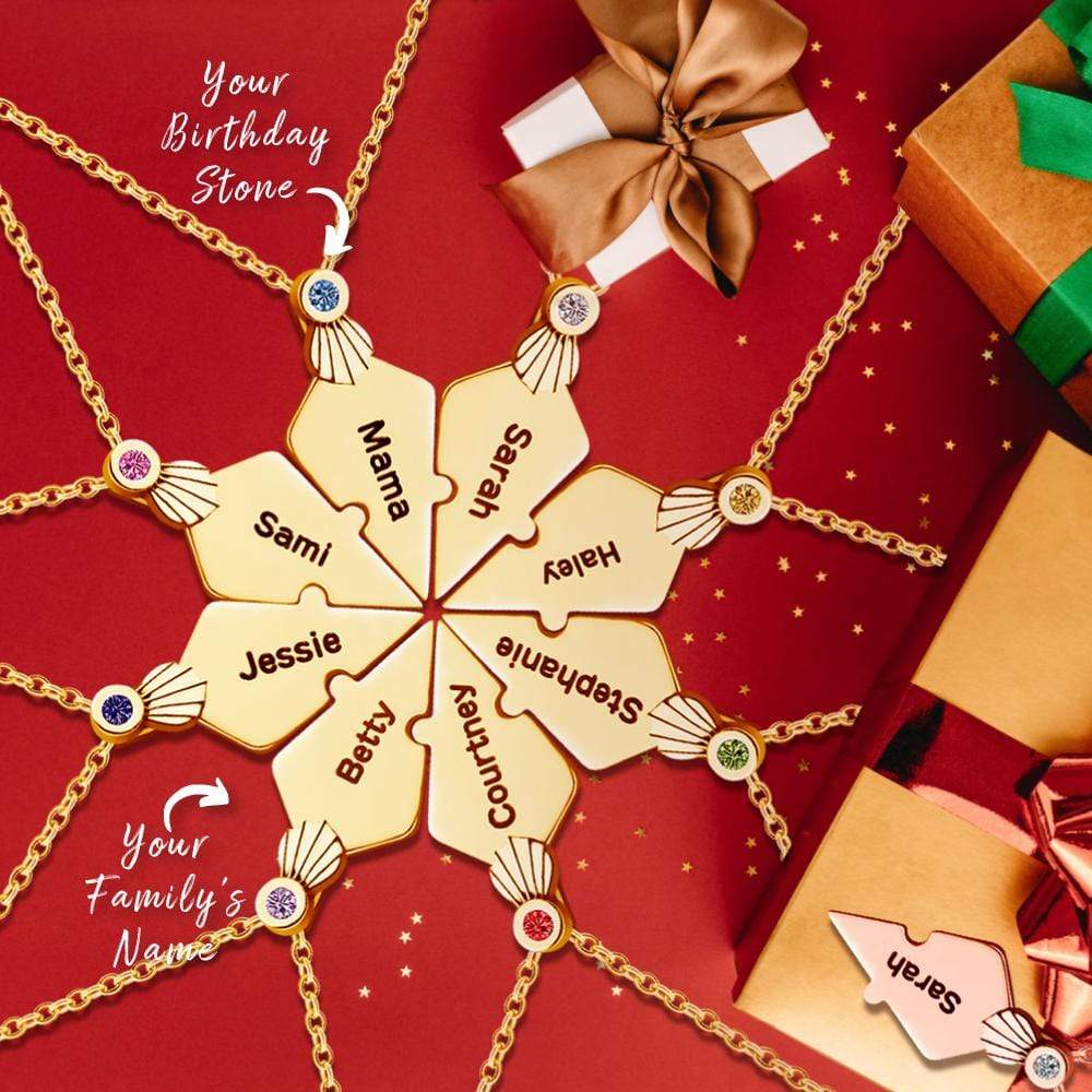 Christmas Family Gifts-Snowflake puzzle birthstone necklace or keychain Necklace Mangacas