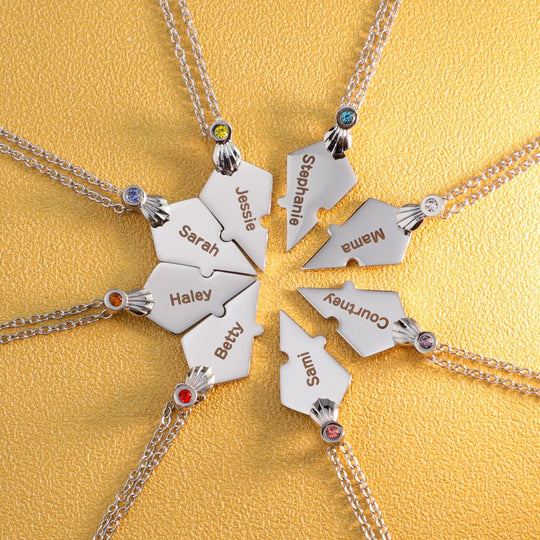 Christmas Family Gifts-Snowflake puzzle birthstone necklace or keychain Necklace Mangacas