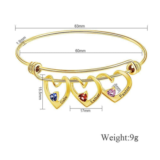 Christmas Gift Adjustable Peach Heart & Birthstone Charm Bracelet for Female Bracelet For Woman GG