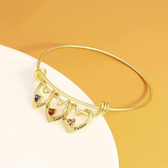 Christmas Gift Adjustable Peach Heart & Birthstone Charm Bracelet for Female Bracelet For Woman GG