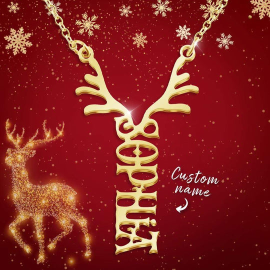 Christmas Gift-Antler Name Necklace Necklace MelodyNecklace