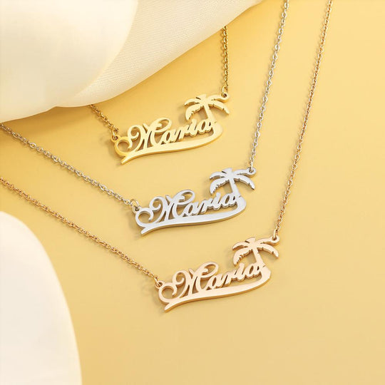 Christmas Gift Coconut Tree Necklace Personalized Name Necklace Necklace MelodyNecklace