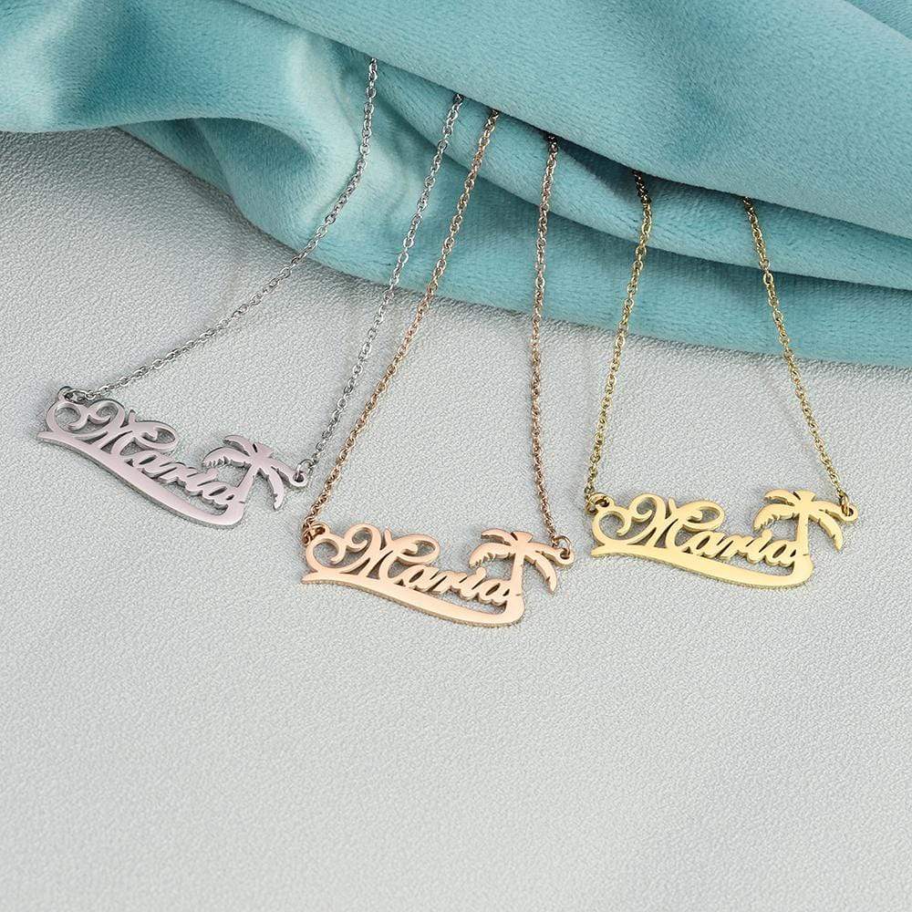 Christmas Gift Coconut Tree Necklace Personalized Name Necklace Necklace MelodyNecklace