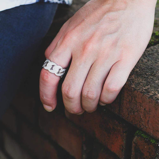 Christmas Gift CUBAN RING - WHITE GOLD & Gold Ring MelodyNecklace