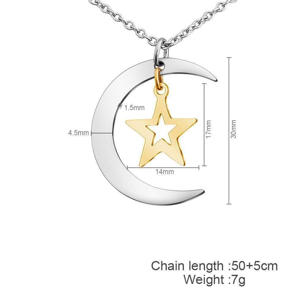 Christmas Gift Cubic Zirconia Crescent Star Phase Pendant Necklace Necklace MelodyNecklace