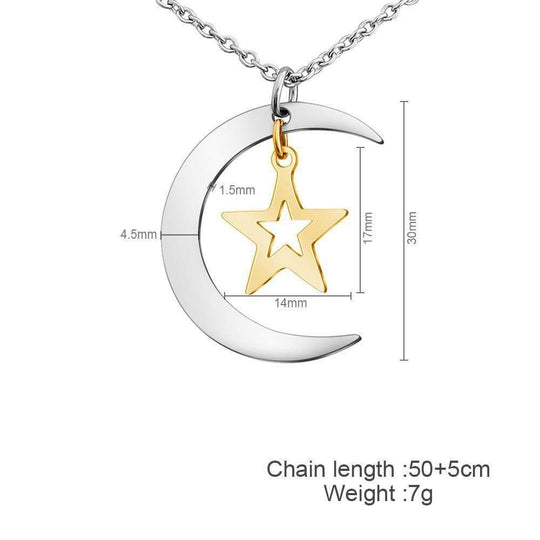 Christmas Gift Cubic Zirconia Crescent Star Phase Pendant Necklace Necklace MelodyNecklace