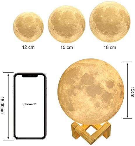 Christmas Gift Custom Moon Lamp with Your Own Picture-3D Printed Customized Moon Light with Wood Stand Other Accessories MelodyNecklace