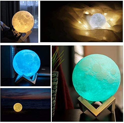 Christmas Gift Custom Moon Lamp with Your Own Picture-3D Printed Customized Moon Light with Wood Stand Other Accessories MelodyNecklace