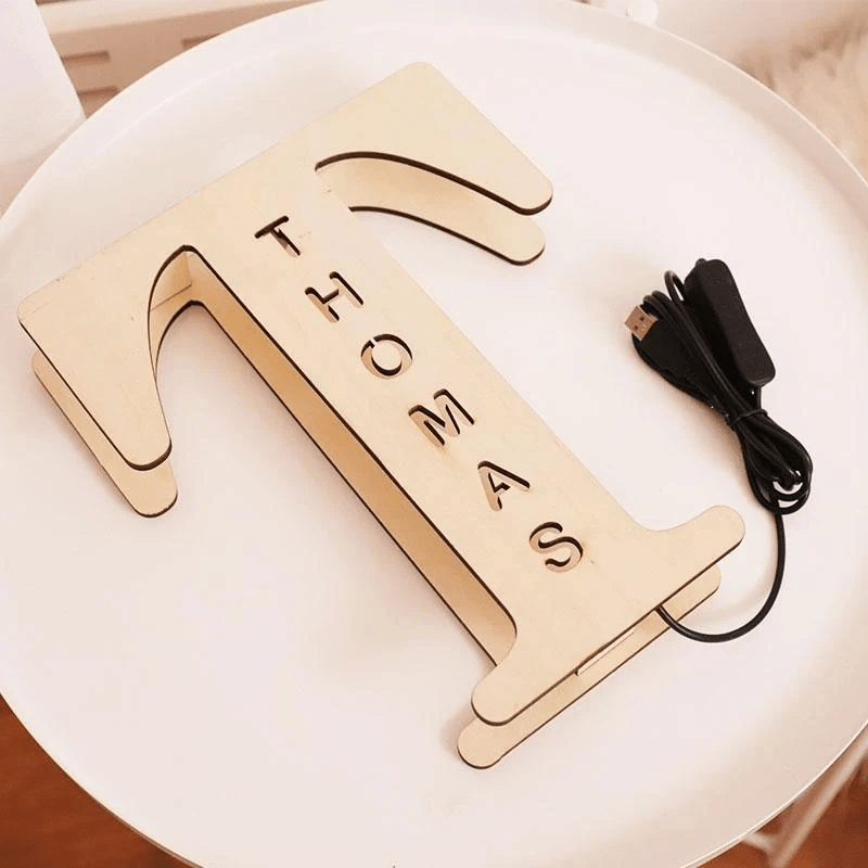 Christmas Gift Custom Wooden Engraved Name Wall Light Other Accessories MelodyNecklace