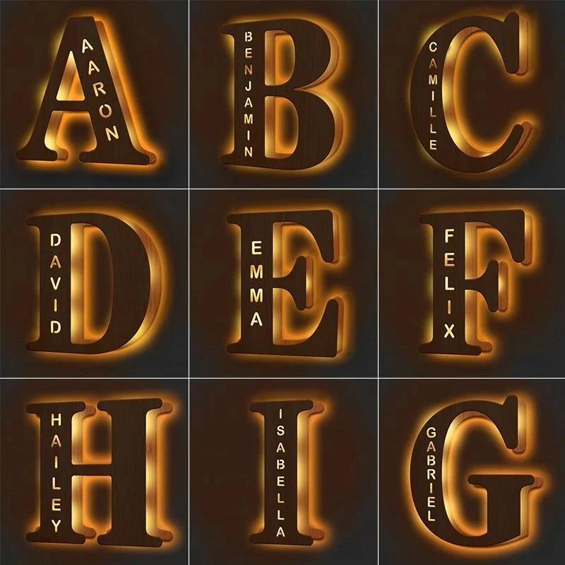 Christmas Gift Custom Wooden Engraved Name Wall Light Other Accessories MelodyNecklace