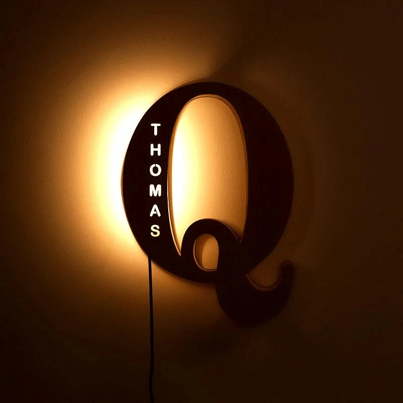 Christmas Gift Custom Wooden Engraved Name Wall Light Other Accessories MelodyNecklace