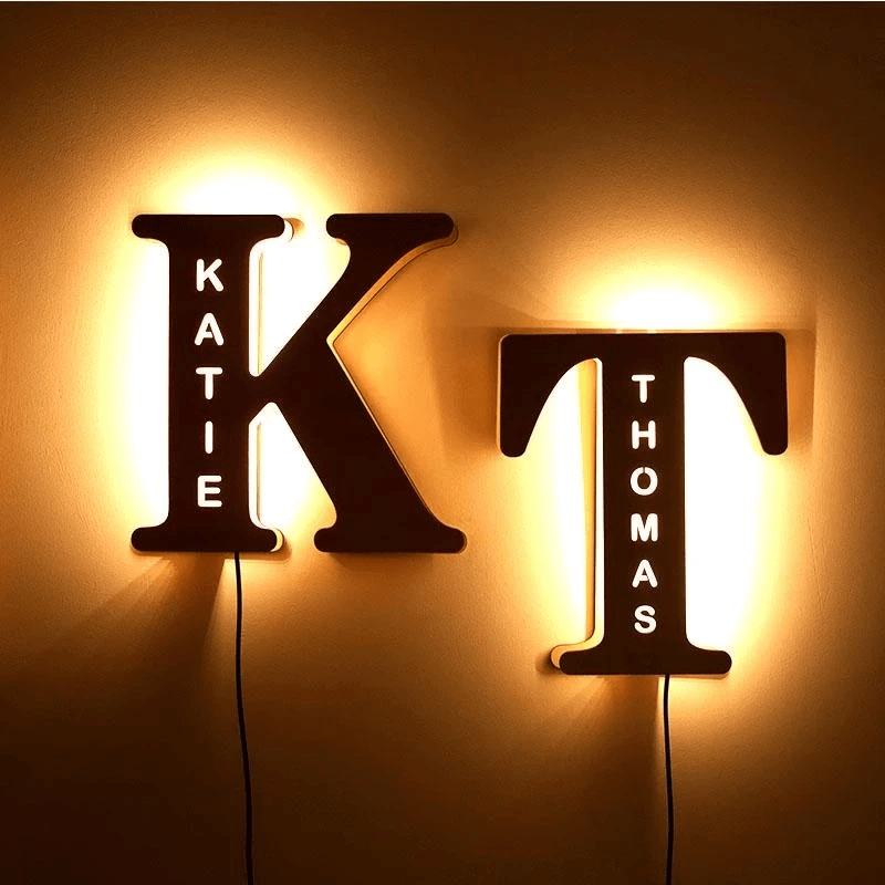 Christmas Gift Custom Wooden Engraved Name Wall Light Other Accessories MelodyNecklace