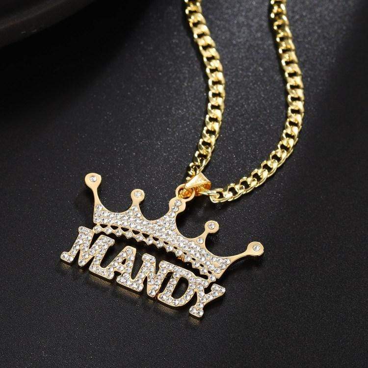 Christmas Gift Diamond Crown Name Necklace Sparkling Necklace MelodyNecklace