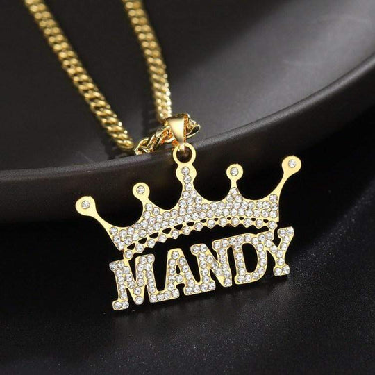 Christmas Gift Diamond Crown Name Necklace Sparkling Necklace MelodyNecklace