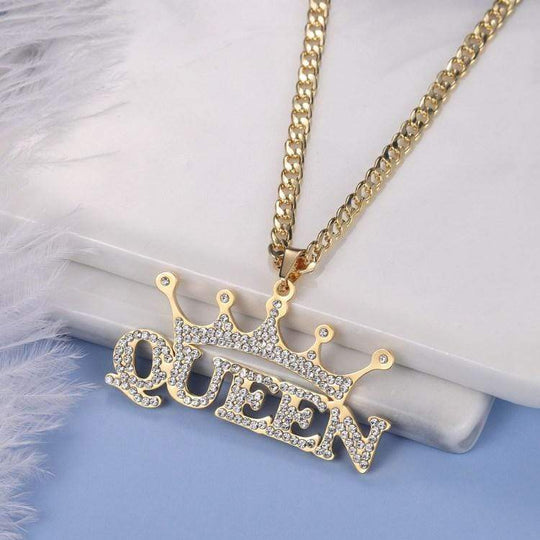 Christmas Gift Diamond Crown Name Necklace Sparkling Necklace MelodyNecklace