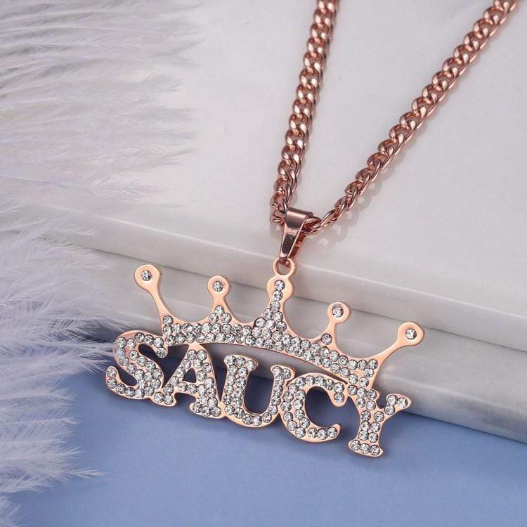 Christmas Gift Diamond Crown Name Necklace Sparkling Necklace MelodyNecklace