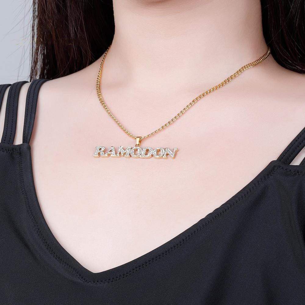 Christmas Gift Diamond Name Necklace Iced Out Crystal Name Necklace Sparkling Necklace MelodyNecklace