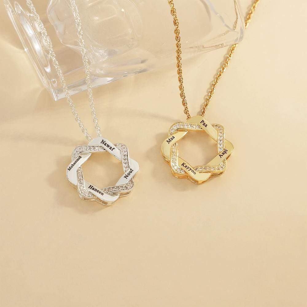 Christmas Gift Double Quadrate Diamond Wreath Name Necklace Necklace MelodyNecklace