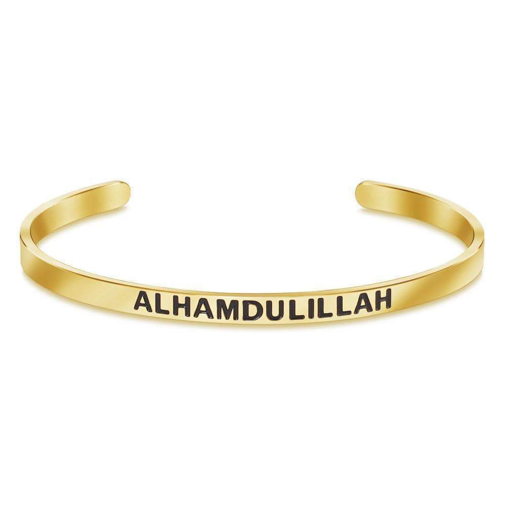 Christmas Gift Engraved Alhamdulillah Open Bangle Bracelet For Woman GG