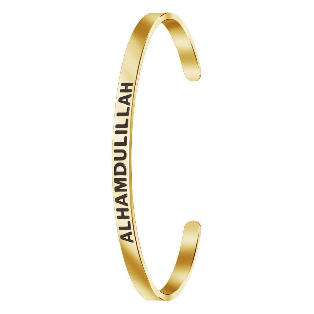 Christmas Gift Engraved Alhamdulillah Open Bangle Bracelet For Woman GG