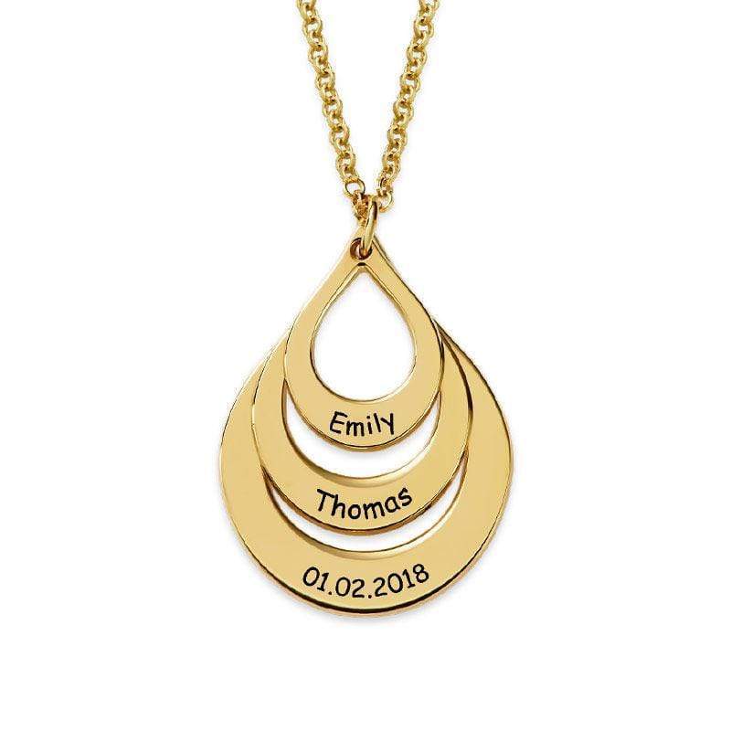 Christmas Gift Engraved Drop Shaped Family Necklace Titanium steel / 18K Gold Mom Necklace MelodyNecklace