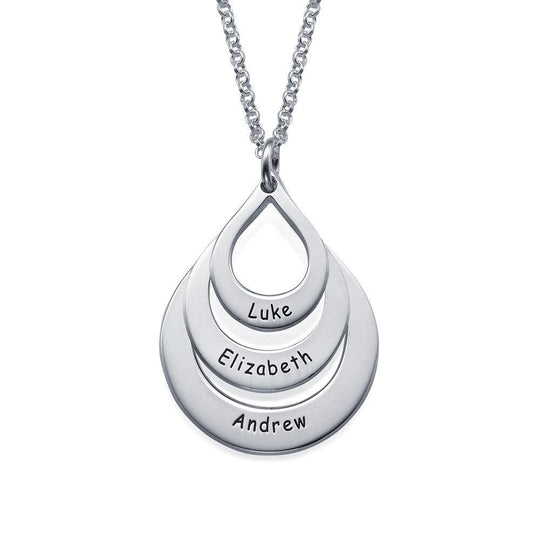 Christmas Gift Engraved Drop Shaped Family Necklace Titanium steel / Silver Mom Necklace MelodyNecklace