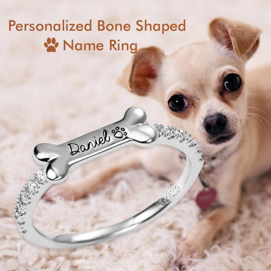 Christmas Gift Engraved Ear & Bone Shaped Pet Ring Ring MelodyNecklace