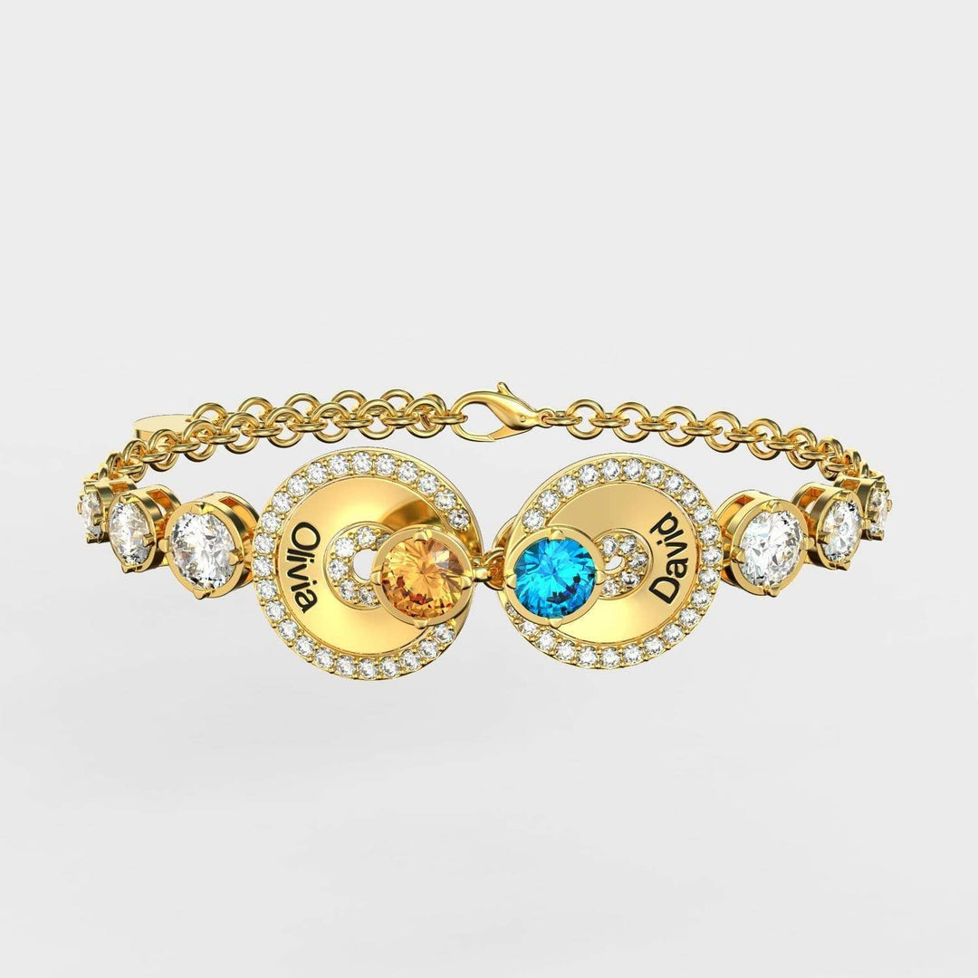 Christmas Gift Eternal Birthstone Couple Name Bracelet Gold Bracelet For Woman MelodyNecklace