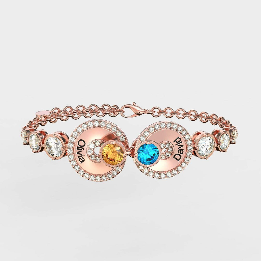 Christmas Gift Eternal Birthstone Couple Name Bracelet Rose Gold Bracelet For Woman MelodyNecklace