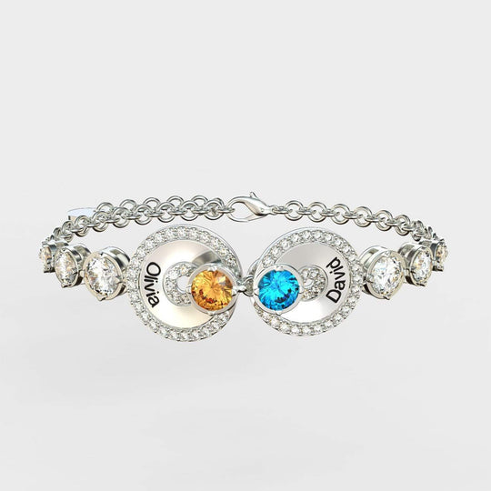 Christmas Gift Eternal Birthstone Couple Name Bracelet Silver Bracelet For Woman MelodyNecklace