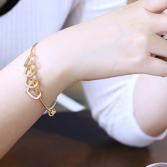 Christmas Gift Family Bangle Bracelet with Heart Shape Hook Charm Bracelet For Woman GG