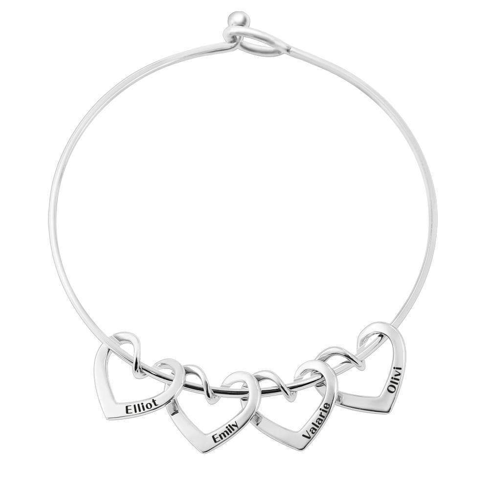 Christmas Gift Family Bangle Bracelet with Heart Shape Hook Charm Bracelet For Woman GG