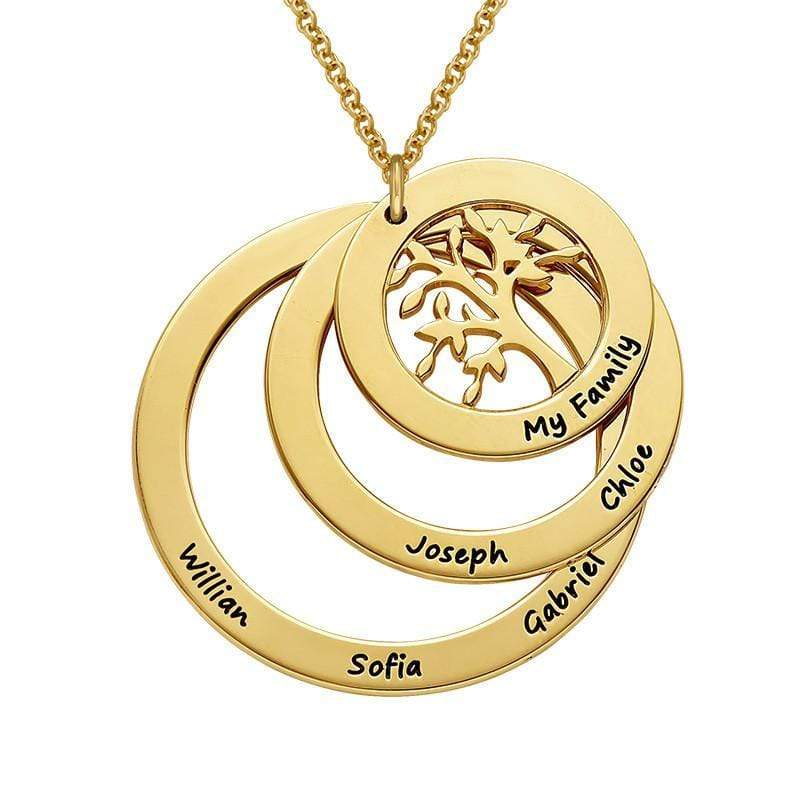 Christmas Gift Family Circle Necklace with Hanging Family Tree Mom Necklace MelodyNecklace