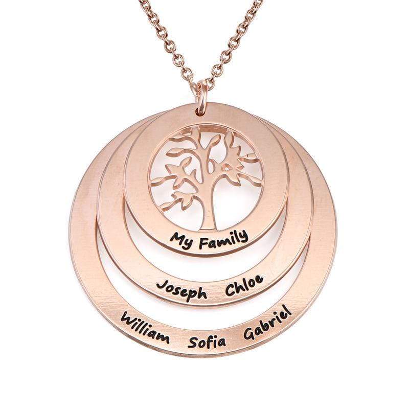 Christmas Gift Family Circle Necklace with Hanging Family Tree Rose gold plating Mom Necklace MelodyNecklace