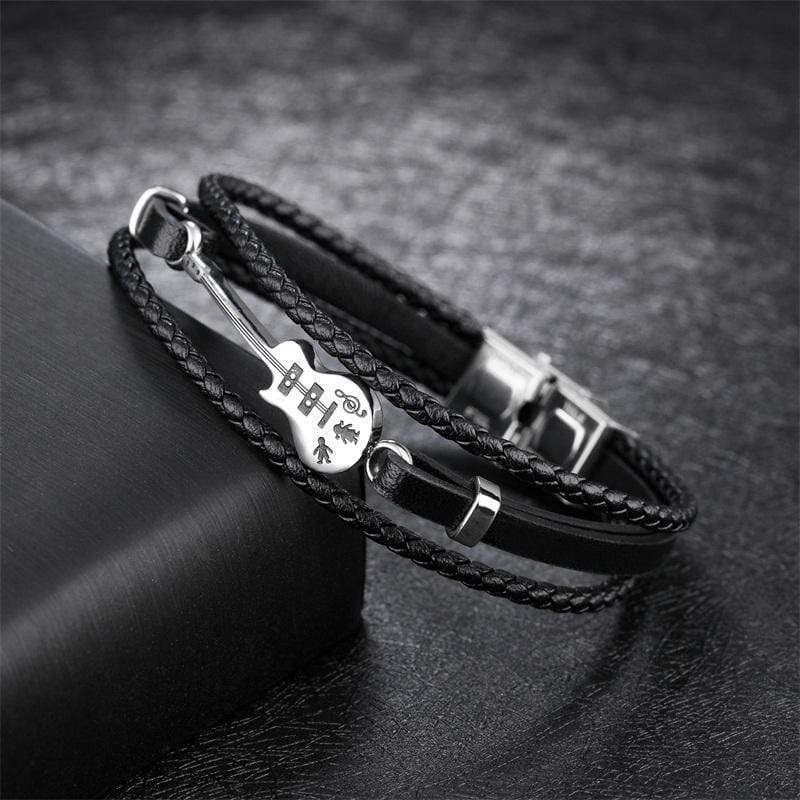 Christmas Gift Fashion Guitar Leather Bracelet Bracelet For Man MelodyNecklace