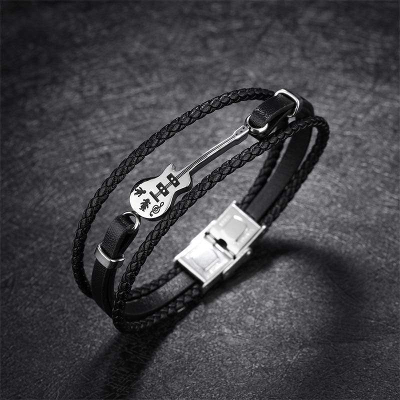 Christmas Gift Fashion Guitar Leather Bracelet Bracelet For Man MelodyNecklace