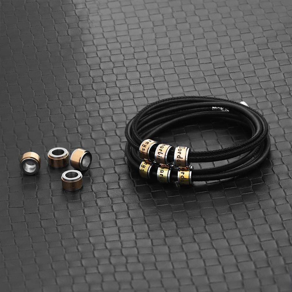 Christmas Gift for Dad Leather Bracelet With Rolling Custom Beads Bracelet For Man MelodyNecklace