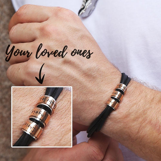 Christmas Gift for Dad Leather Bracelet With Rolling Custom Beads Bracelet For Man MelodyNecklace