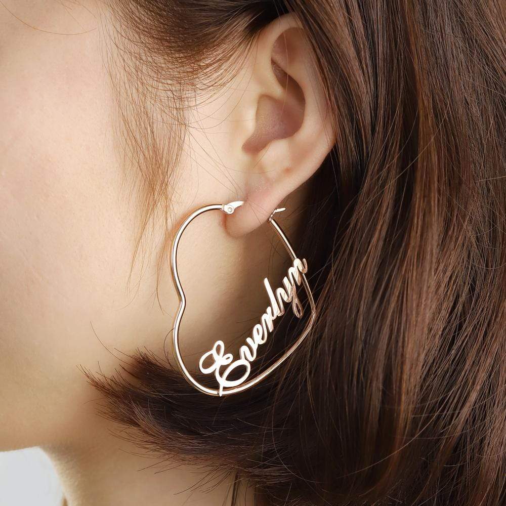 Christmas Gift Heart Hoop Name Earrings U Shape Earring V Shape Earring Earring MelodyNecklace