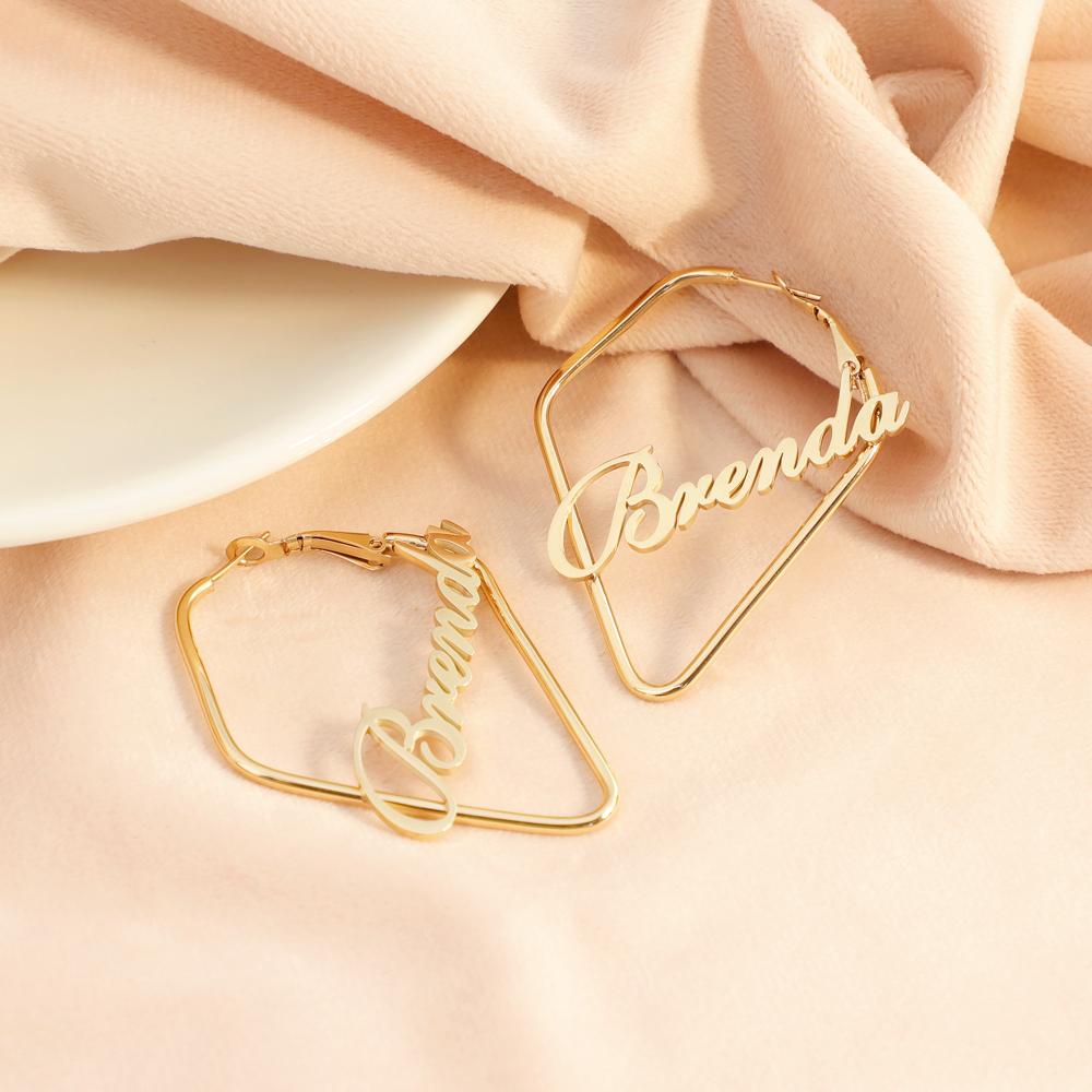 Christmas Gift Heart Hoop Name Earrings U Shape Earring V Shape Earring Earring MelodyNecklace