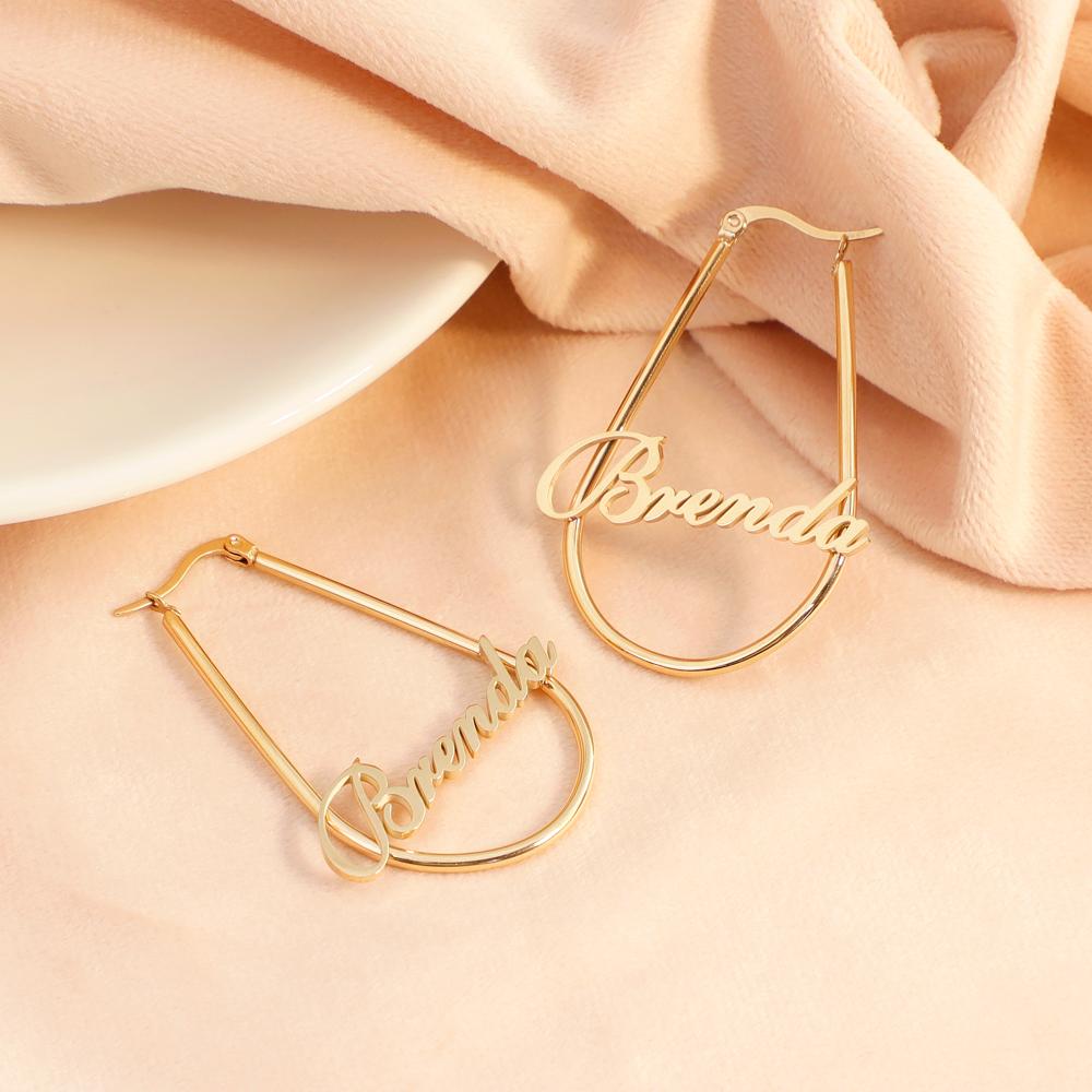 Christmas Gift Heart Hoop Name Earrings U Shape Earring V Shape Earring Earring MelodyNecklace