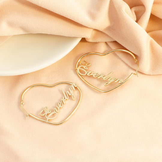 Christmas Gift Heart Hoop Name Earrings U Shape Earring V Shape Earring Earring MelodyNecklace