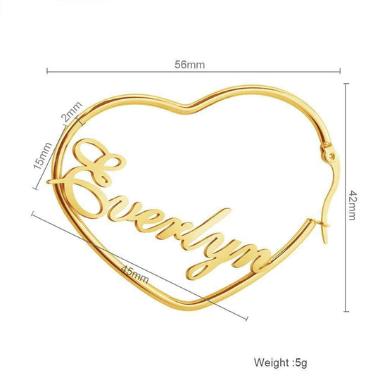 Christmas Gift Heart Hoop Name Earrings U Shape Earring V Shape Earring Earring MelodyNecklace