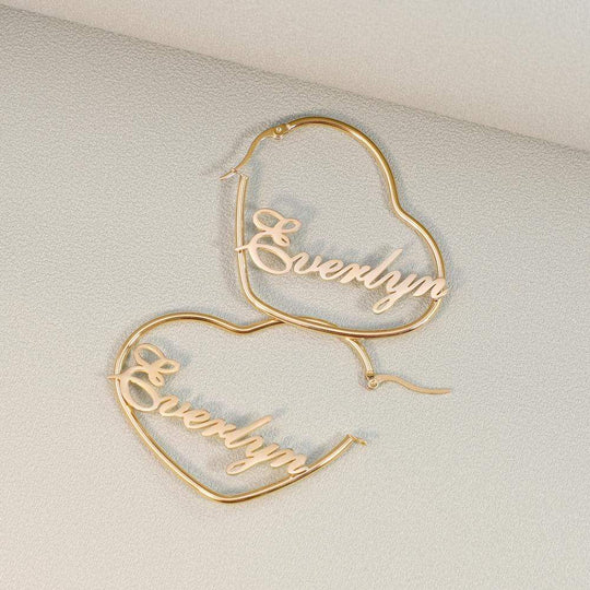 Christmas Gift Heart Hoop Name Earrings U Shape Earring V Shape Earring Earring MelodyNecklace