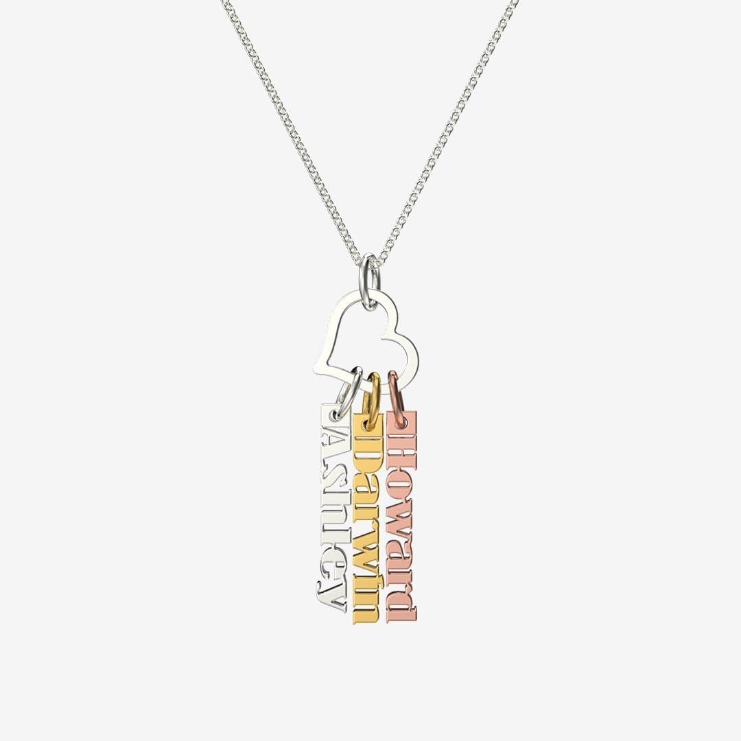 Christmas Gift Heart Rings Fashion Tag Bar Name Necklace Mom Necklace MelodyNecklace