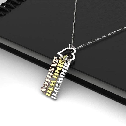 Christmas Gift Heart Rings Fashion Tag Bar Name Necklace Mom Necklace MelodyNecklace