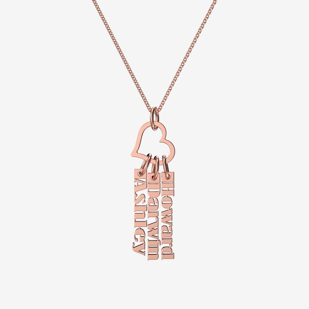 Christmas Gift Heart Rings Fashion Tag Bar Name Necklace Rose Gold Mom Necklace MelodyNecklace