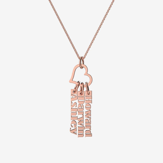 Christmas Gift Heart Rings Fashion Tag Bar Name Necklace Rose Gold Mom Necklace MelodyNecklace
