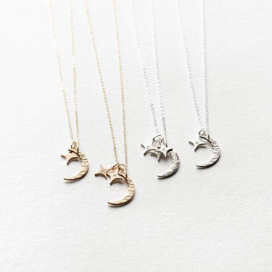 Christmas Gift“I love you to the ”Moon and Stars initials Necklace Sparkling Necklace MelodyNecklace